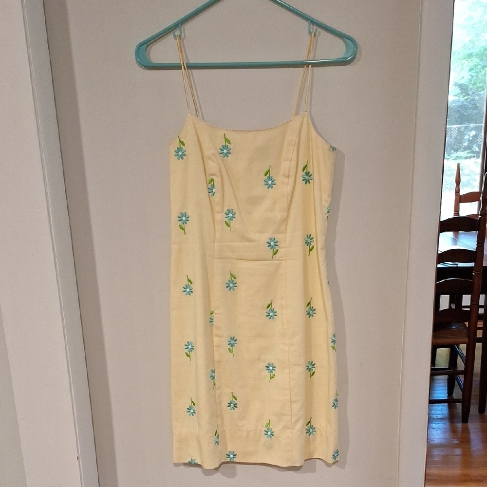 Lilly Pulitzer Yellow and Blue Spaghetti Strap Slip Dress